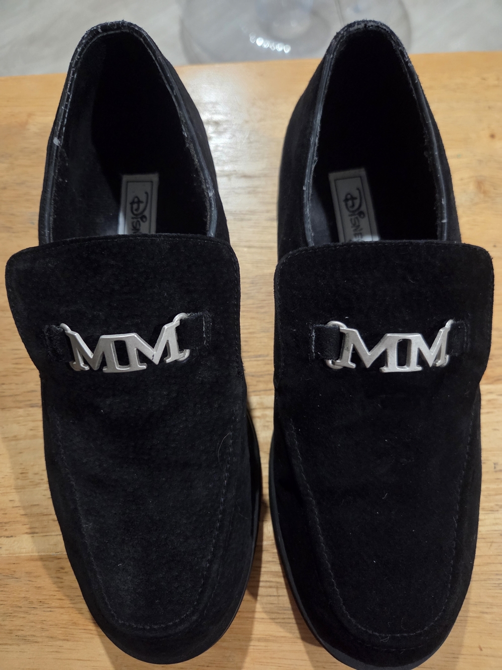 Disney Black Suede Women Loafers with Silver 'MM' Accent